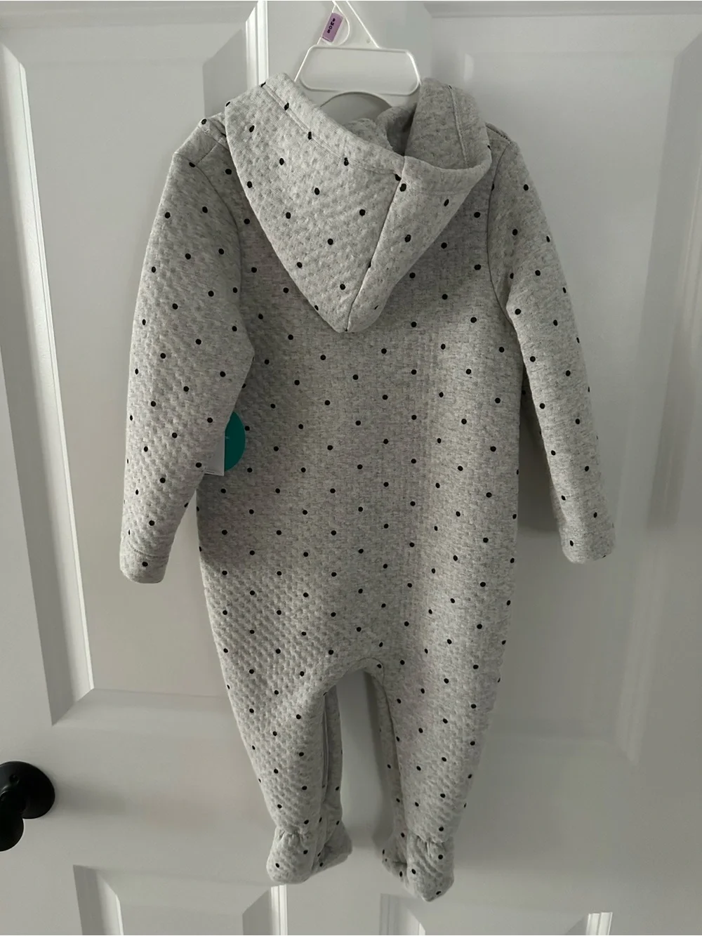 Gray Polka Dot Hooded One-Piece